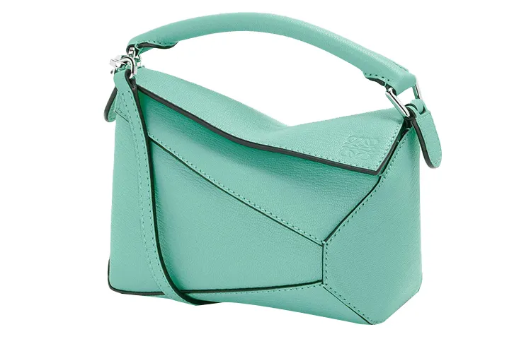 LOEWE Puzzle Goatskin Geometric Bag, Puzzle Bag Handbag, Shoulder Bag, Crossbody Bag Mini Women's Mint Green