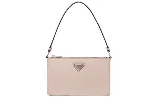 PRADA Zip Closure Saffiano Calfskin Handbag Clutch Mini Women's Water Lily Color