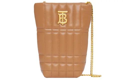 Burberry Lambskin Storage Bag, Bucket Bag, Portable Crossbody Bag, Shoulder Bag Women's Maple Brown