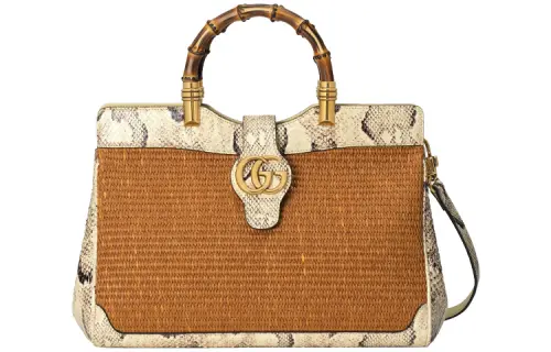 GUCCI Snake Skin Shoulder Bag, Crossbody Bag, Handbag Women's Ginger Yellow