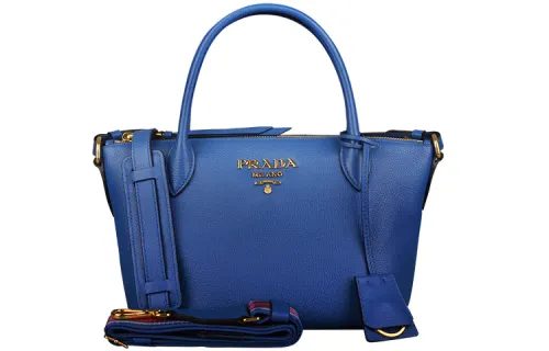 PRADA Leather Crossbody One Shoulder Handbag Women's Royal Blue