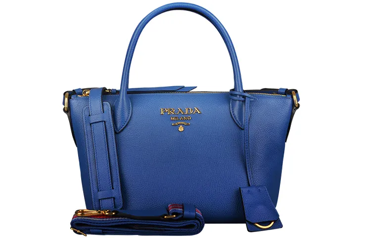 PRADA Leather Crossbody One Shoulder Handbag Women's Royal Blue