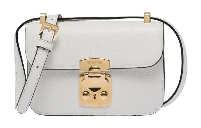 MIU MIU Madras Leather Portable Crossbody Bag, Shoulder Bag Women's White