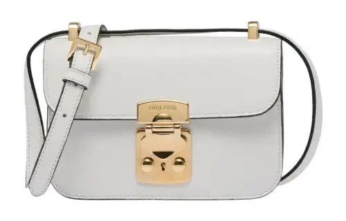 MIU MIU Madras Leather Portable Crossbody Bag, Shoulder Bag Women's White