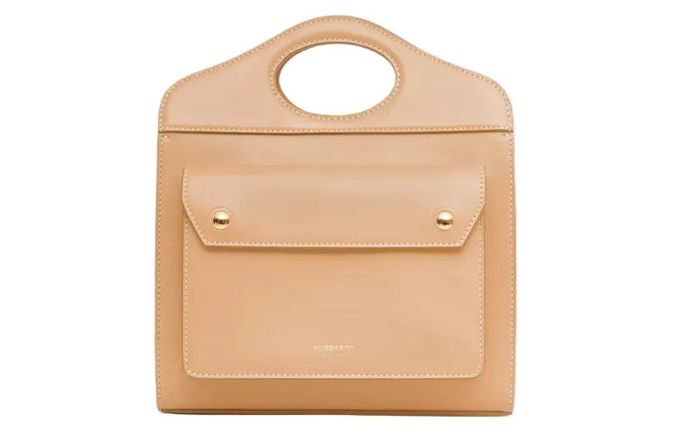Burberry Leather Pocket Bag, Tote Bag, Shopping Bag, Portable Crossbody Bag, Shoulder Bag Mini Unisex Warm Sand