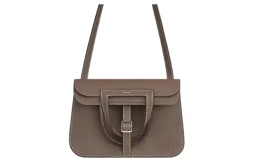 HERMES Halzan Clemence Bullock Leather Horse Hoof Bag, Shoulder Bag, Crossbody Bag, Handbag 25 Women's