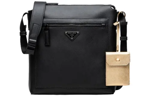 PRADA Saffiano Leather Crossbody Bags Men's Black