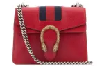 GUCCI Dionysus Cow Leather Chain Shoulder Bag, Crossbody Bag Mini Women's Red