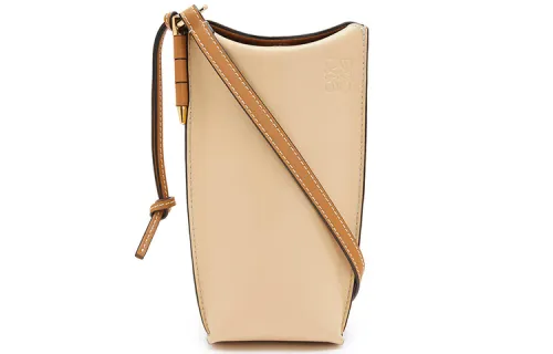 LOEWE Gate Pocket Cow Leather Bucket Bag, Shoulder Bag, Crossbody Bag Women's Sand