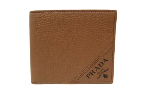PRADA Saffiano Short Cow Leather Wallet Men's Brown