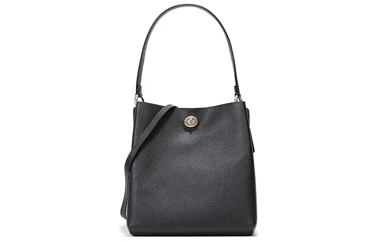 COACH Charlie Leather Bucket Bag, Crossbody Handbag Shoulder Bags Regular Women's Black