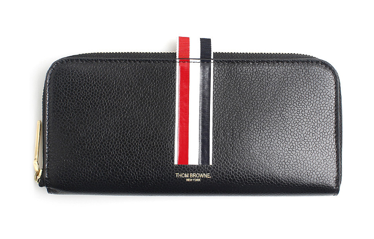 THOM BROWNE Classic long small clutch bag with zipper, card holder, leather black wallet for men and women, three colors, for beloved
