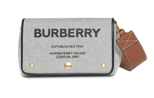 Burberry Cow Leather Messenger Bag, Shoulder Bag, Crossbody Bag Small Unisex Gray