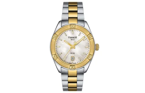 TISSOT PR100 Collection Quartz Movement Women's Watch 36mm White Dial Stainless Steel Case