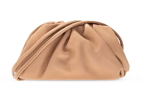 Bottega Veneta Drawstring Cow Leather Clutch Regular Women's Beige