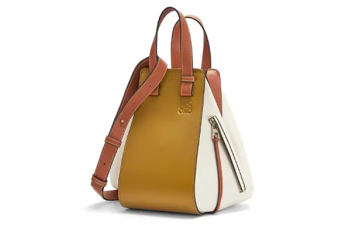 LOEWE Hammock Cow Leather Handbag Small Women's White/Ginger Yellow