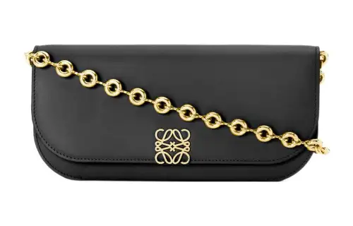 LOEWE Goya Detachable Strap Silk Calfskin Chain Bag, Shoulder Bag Women's Black