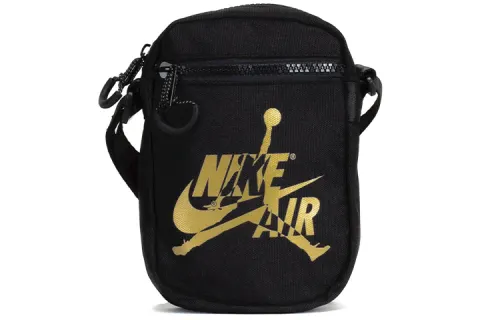 Jordan Polyester Cell Phone Pouch, Shoulder Bag, Crossbody Bag Mini Unisex Black With Gold Logo