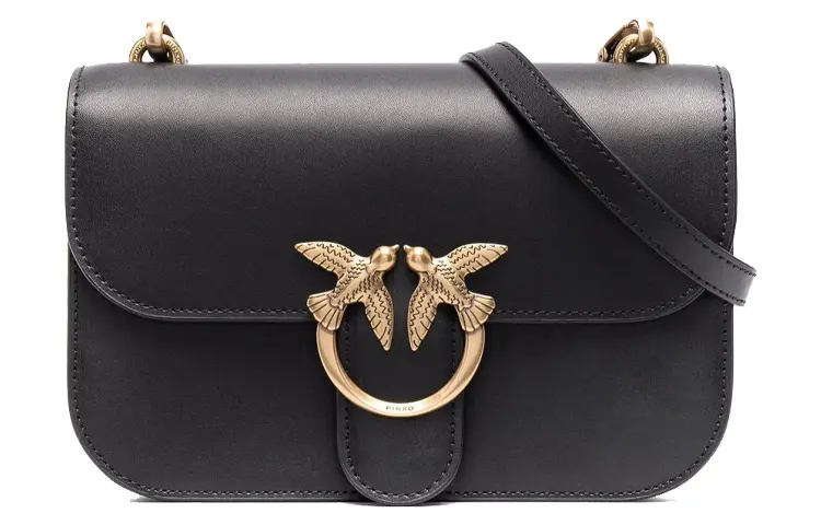 PINKO Leather Crossbody Bag, Shoulder Bag Women's Black & Black Gold