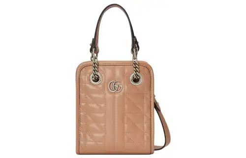 GUCCI Marmont Quilted Leather Tote Bag, Shopping Bag, Handbag, Shoulder Bag, Crossbody Bag Mini Women's Camel