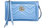 GUCCI Marmont Quilted Leather Shoulder Bag, Crossbody Bag Women's Blue