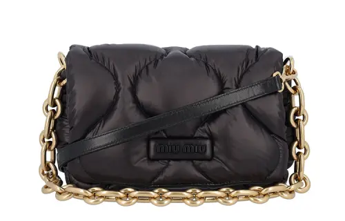 MIU MIU Flap Closure Leather One Shoulder Handbag Women's Black