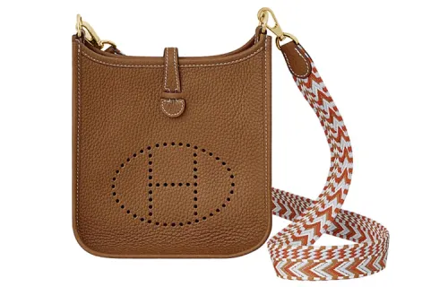 HERMES Evelyne Clemence Bullock Leather Crossbody Bag, Shoulder Bag 16 Women's Gold Brown
