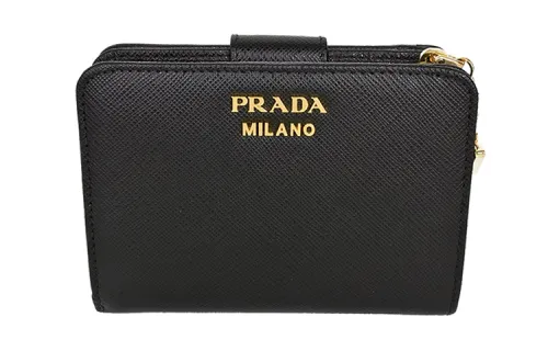 PRADA Saffiano Leather Wallet Women's Black