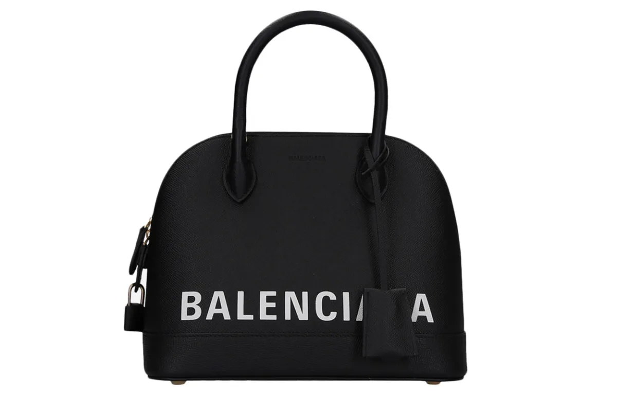 Balenciaga Cow Leather Dome Bag, One Shoulder Handbag Women's Black