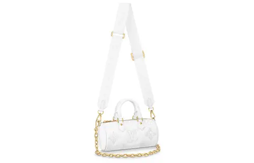 LOUIS VUITTON Papillon Calfskin Shoulder Bag, Crossbody Bag, Handbag Small Women's White