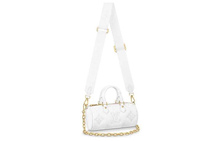 LOUIS VUITTON Papillon Calfskin Shoulder Bag, Crossbody Bag, Handbag Small Women's White