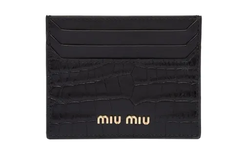 MIU MIU Matelassé Artificial Leather Wallet Women's Black