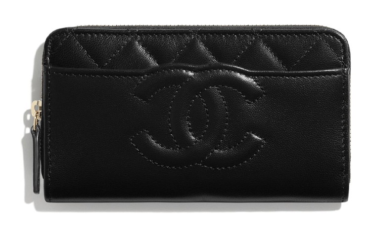 CHANEL Sheepskin Clutch Women's Black
