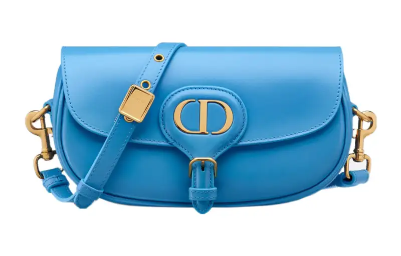 DIOR Bobby Smooth Cow Leather Crescent Bag, Handbag, Shoulder Bag, Crossbody Bag Women's Carolina Blue