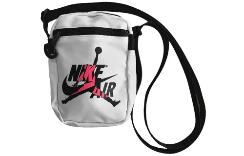 Jordan Polyester Cell Phone Pouch, Shoulder Bag, Crossbody Bag Mini Unisex White Pink Logo
