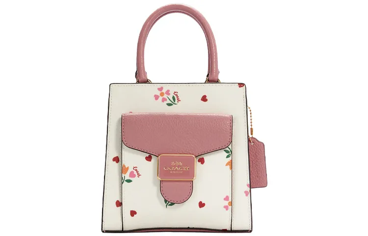 COACH Pepper Canvas With Leather Handbag, Shoulder Bag, Crossbody Bag Mini Women's White & Pink