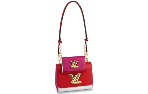 LOUIS VUITTON Twist Cow Leather Portable Crossbody Bag, Shoulder Bag Small Women's Red & Rose Red