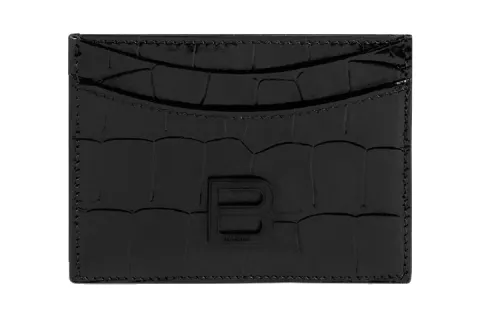 Balenciaga Hourglass Embossed Cow Leather Card Holder Card Holder Women's Black