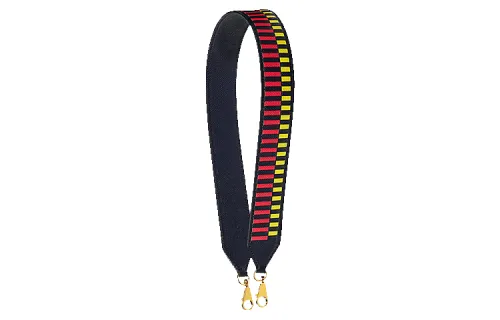 HERMES Tressage Epsom Leather Bag Straps Women's Black Yellow Red