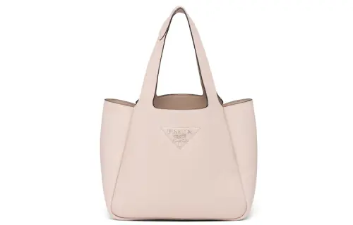 PRADA Calfskin Handbag Women's Lotus Powder