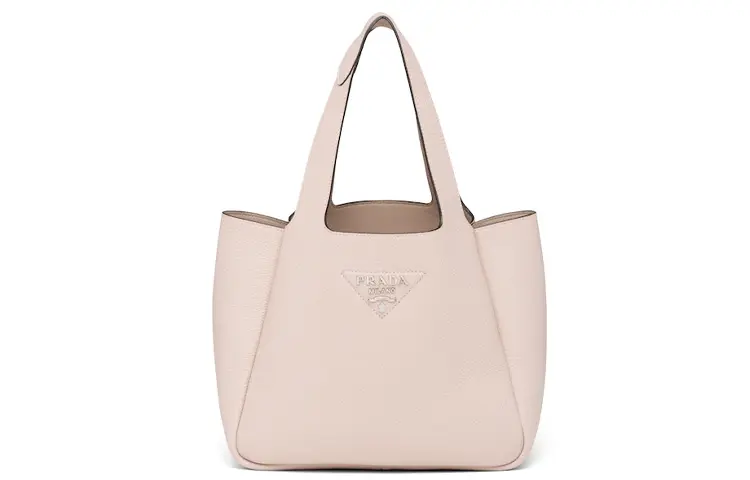 PRADA Calfskin Handbag Women's Lotus Powder
