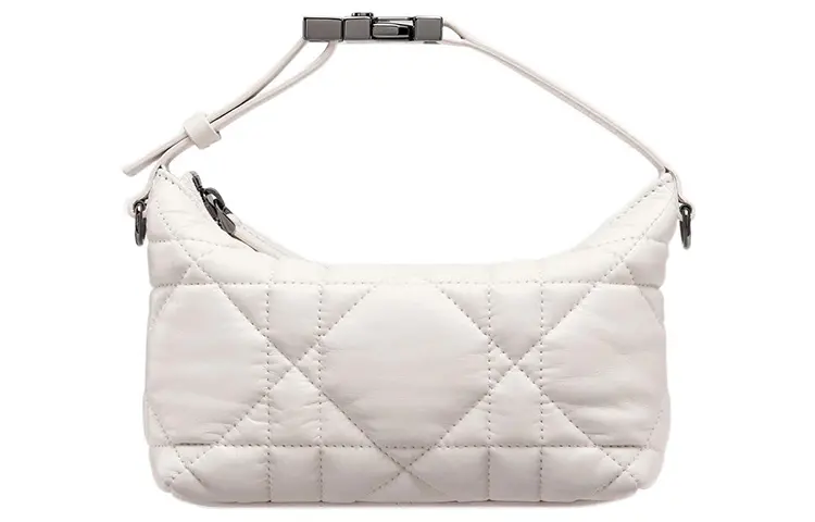 DIOR DiorTravel Cow Leather Lunch Bag Clutch Small Women's White