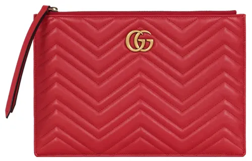 GUCCI Marmont Leather Clutch Women's Red
