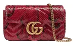 GUCCI Marmont Quilted Snake Leather Chain Crossbody Bag, Shoulder Bag Extra Mini Women's Red