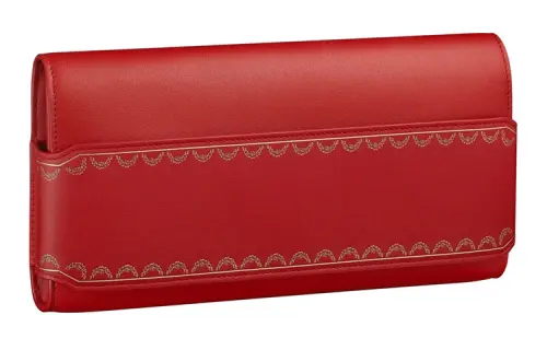CARTIER Guirlande Calfskin Clutch Women's Red