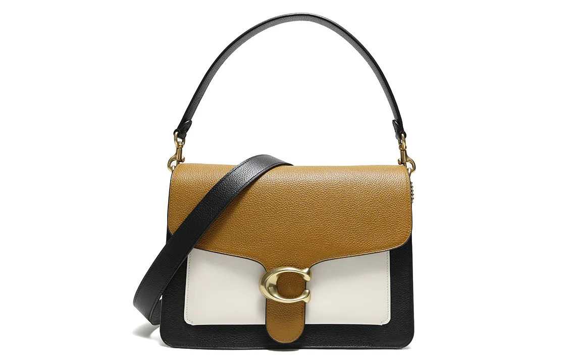 COACH Tabby Leather Portable Crossbody Underarm Shoulder Bag Large Women's Brown White Black