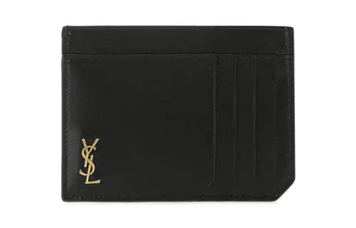 SAINT LAURENT Leather Card Holder Regular Men's Black