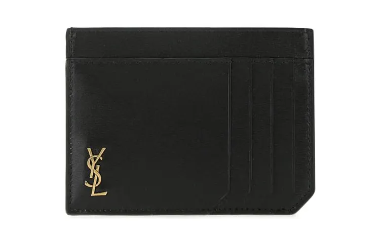SAINT LAURENT Leather Card Holder Regular Men's Black