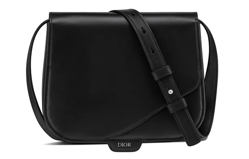 DIOR Smooth Cow Leather Messenger Bag Handbag Men's Black