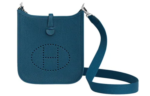 HERMES Evelyne Maurice Bullock Leather Crossbody Bag, Shoulder Bag Mini 16 Women's 7V Lagon Lake Blue
